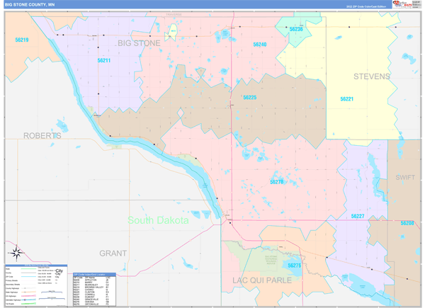 Big Stone County Digital Map Color Cast Style